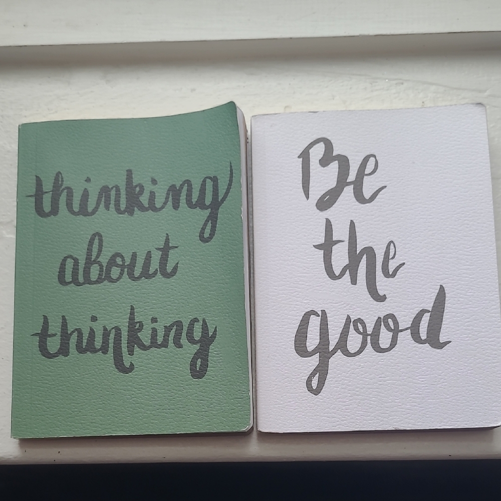 Set Of 2 Green & White Notebooks